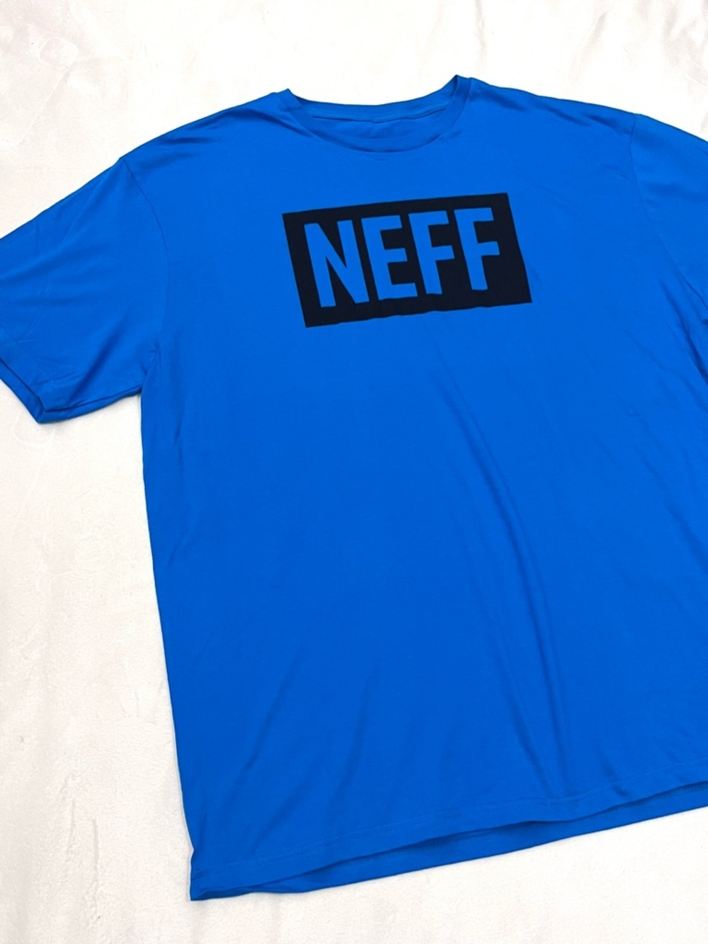 Neff Men's Graphic Logo Short Sleeve Tee in Bright Blue with Black Box T-shirt - Picture 2 of 16